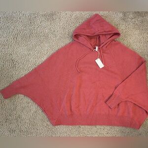 NWT Wishlist Warm Reddish Pink Embroidered Knitted Hoodie